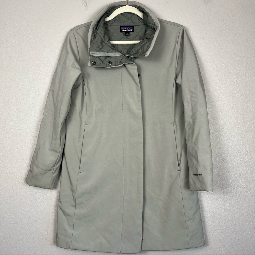 Patagonia Silver Gray Trench Coat Weather-Resistant Streamlined